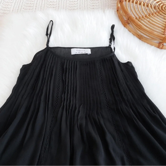 Auguste The Label Pleated Mini Dress Blouse Tunic Top Crochet High Low US 2 - Picture 7 of 13